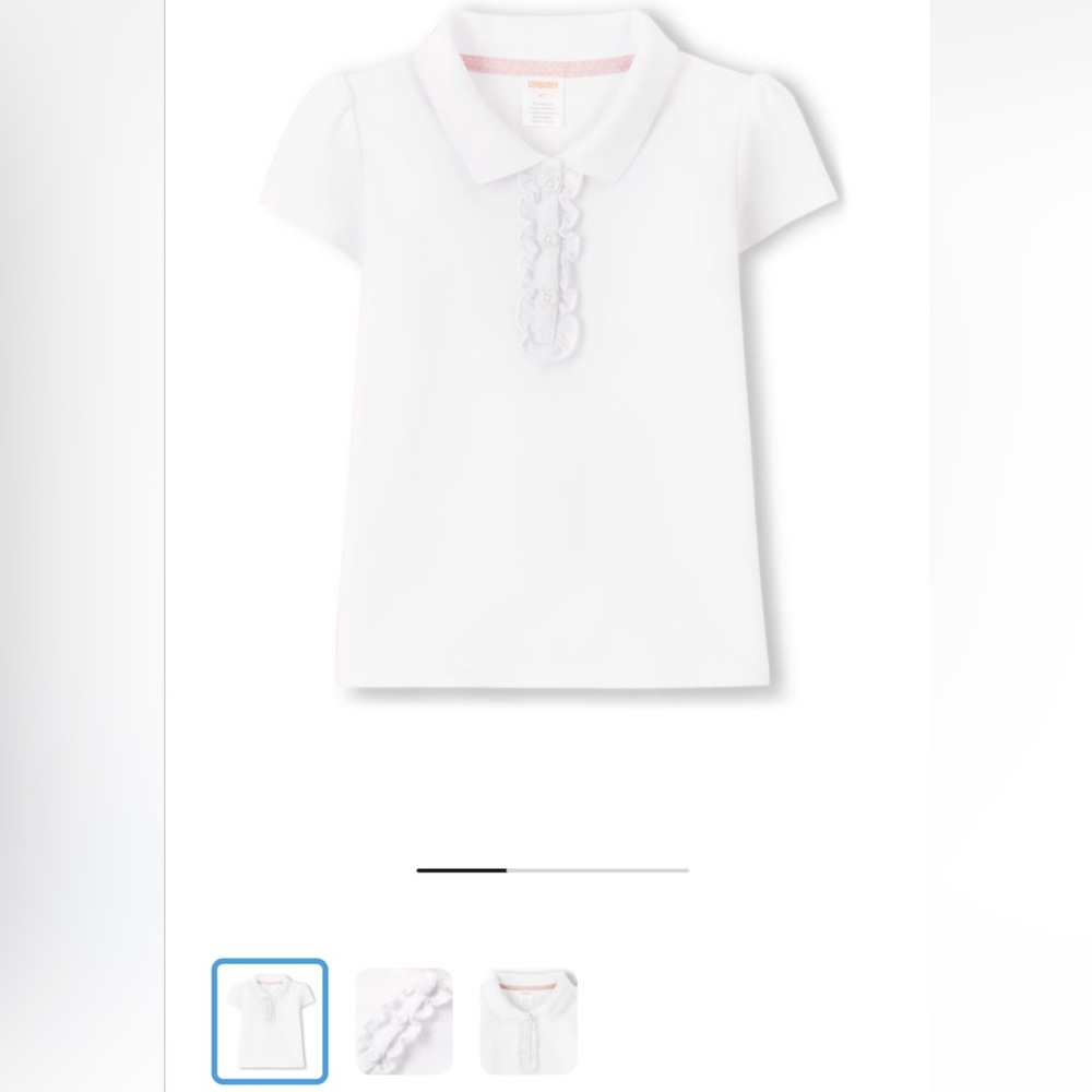 Gymboree Girls Stain-Resistant Ruffle Polo - Uniform - White Size 10